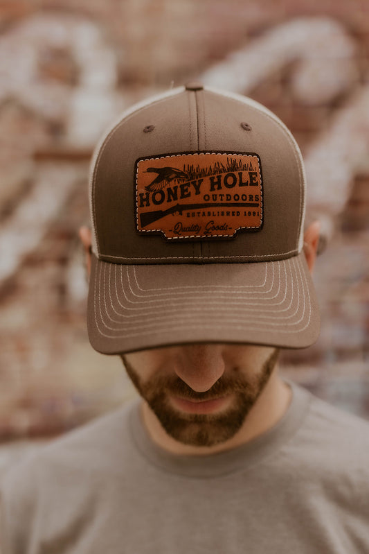 Leather Duck Shotty Snapback Hat- Honey Hole