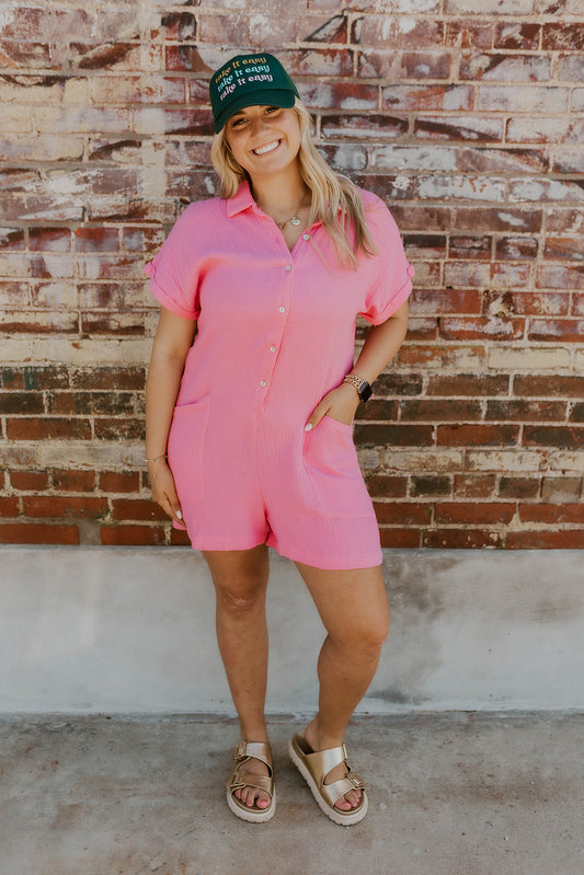 Just A Girl Pink Romper