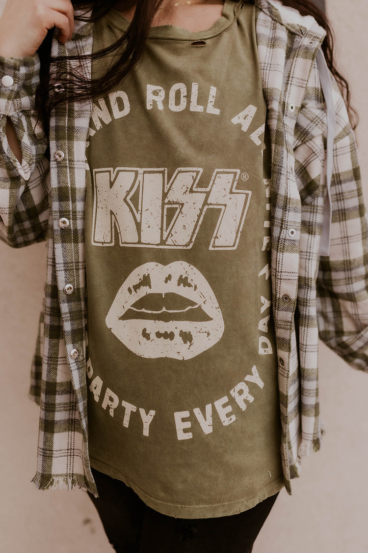 Kiss Rock N Roll Distressed Graphic Tee
