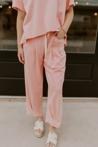 Short Sleeve Mineral Wash Set- Bubble Pink