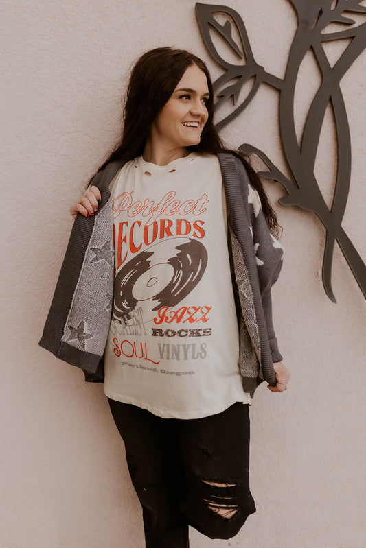 Records Distressed Graphic Tee