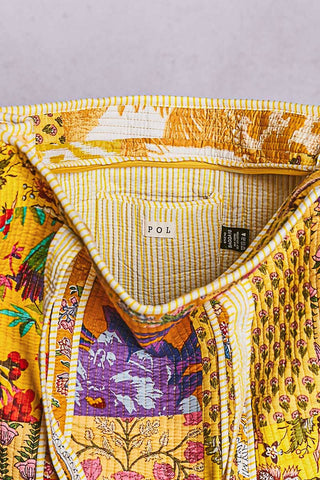 Quilted Striped Binding Roomy Fit Yellow Tote Bag