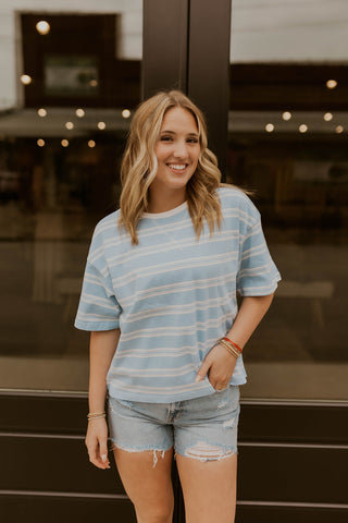Cape Striped Top- Blue
