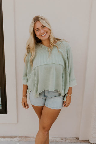 A Lil Patched Mint Top