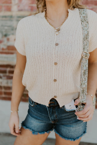 Farris Button Up Sweater- Cream