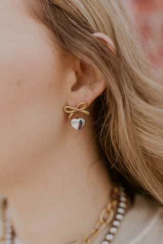 Two Tone Bow Stud Earrings