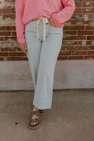 New Wave Striped Pants- Light Blue