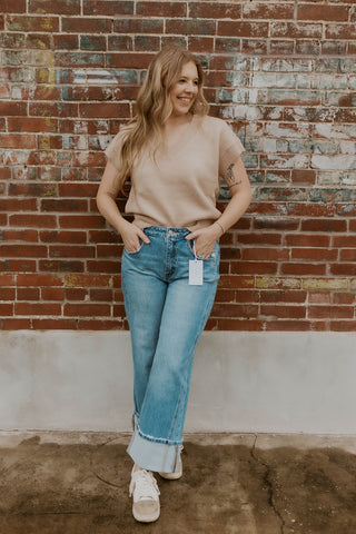 Draw The Line V-Neck Sweater- Khaki