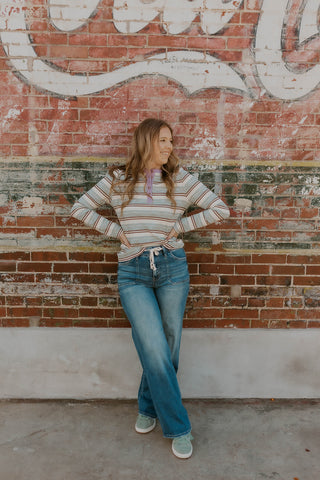 Confetti Striped Henley Top