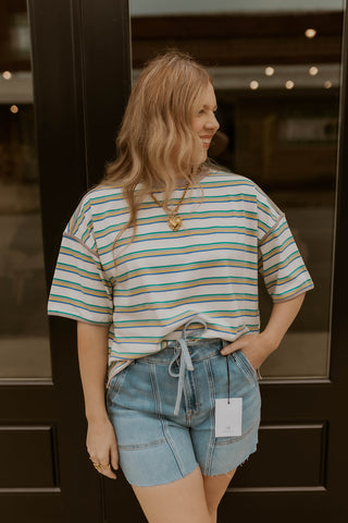 Candy Shop Striped Top- Neutral