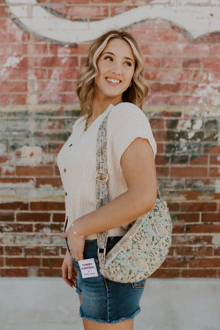 Essential Lightweight Quilted Floral Bag- Sage