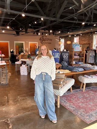 Sammie Pull On Cargo Barrel Jeans- Hidden