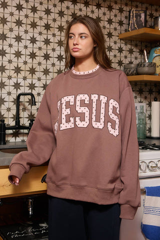Jesus Applique Mock Neck Sweatshirt