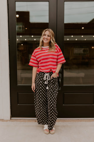 Cape Striped Top- Red