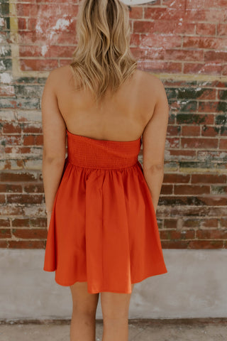 Collared Halter Dress- Cherry Red