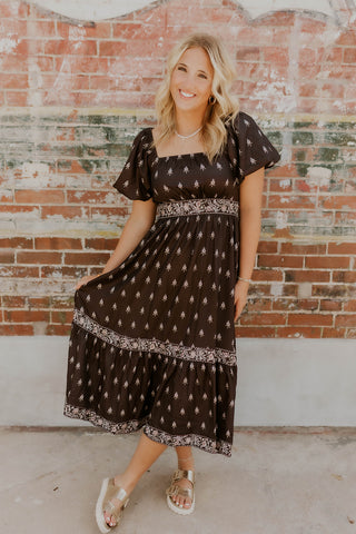 In The Details Bubble Sleeve Midi Dress