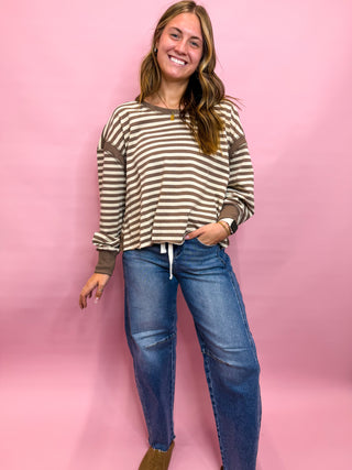 Backstory Striped Top- Mocha