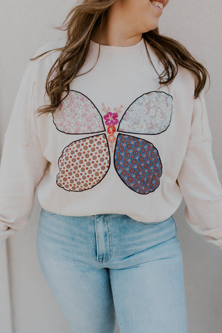 Butterfly Patched Sweatshirt