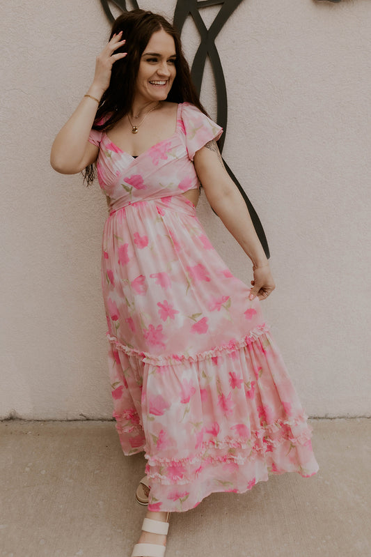 Dusty Rose Floral Maxi Dress