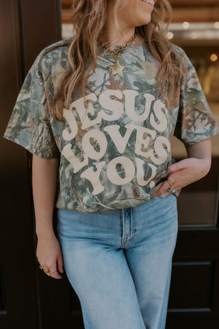 Jesus Loves You Camo Graphic Tee