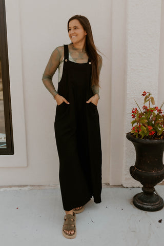 Linen Wide Leg Overalls