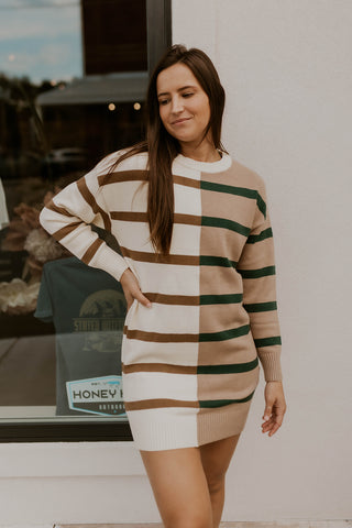 Stripe Colorblock Sweater Dress