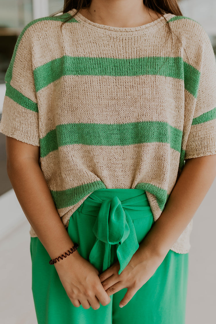 Kelly Green Striped Knit Top
