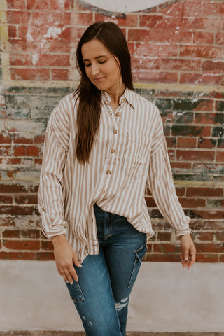 Stripe Collared Button Down Top