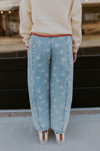 Washed Denim Drawstring Pants