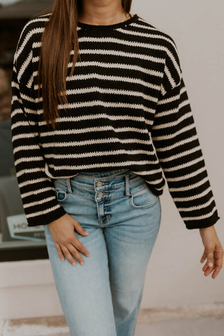 Wide Sleeve Striped Sweater