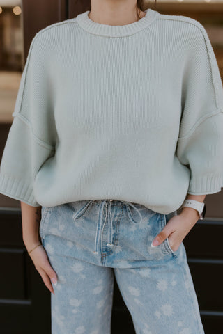 Butter Me Up Sweater- Pale Blue