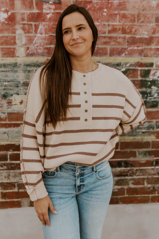 Henley Striped Sweater