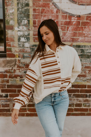 Cable Knit Mixed Stripe Top