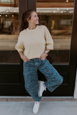 Getting Wild Zebra Barrel Jeans