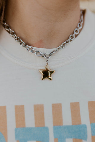 Star Of It All Necklace- Mixed Metal
