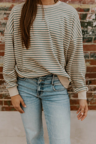 Moss Striped Thermal Pullover