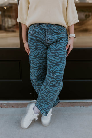 Getting Wild Zebra Barrel Jeans