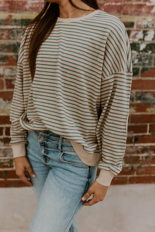 Moss Striped Thermal Pullover