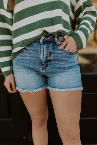 Harmony High Rise Frayed Shorts- J21 Risen