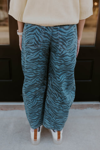 Getting Wild Zebra Barrel Jeans