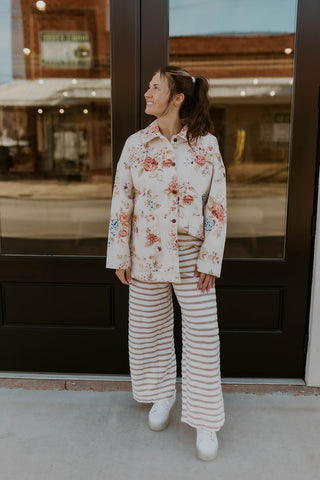 Floral Collared Denim Jacket