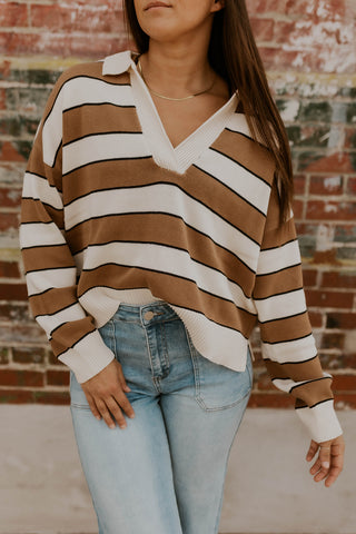 Polo Style Striped Sweater