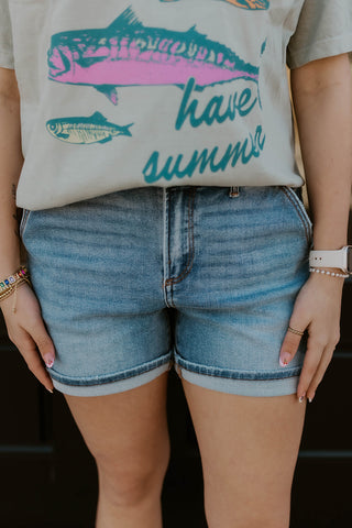 Malcom High Rise Cuffed Shorts- J21 Risen