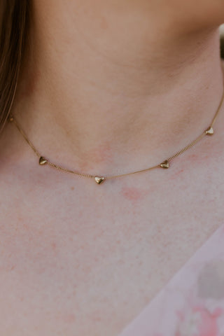 Dainty Heart Chain Necklace- Gold