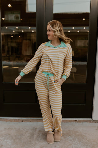 Made To Lounge Striped Set- Yellow/Mint