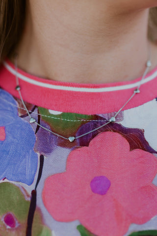 Dainty Heart Chain Necklace- Silver
