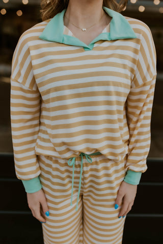 Made To Lounge Striped Set- Yellow/Mint