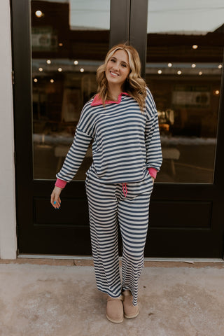 Made To Lounge Striped Set- Blue/Pink
