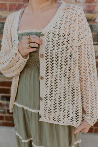 Wide Knit Button Up Sweater