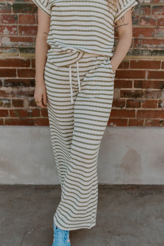 Easy In Stripes Drawstring Pants- Sage